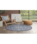 Nicole Curtis Machine Washable Series 1 Navy Ivory SR104 4 ft. Round Rug