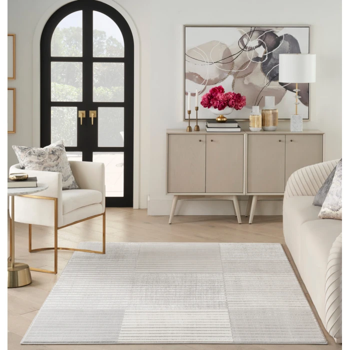 Inspire Me! Home Décor Brushstrokes Area Rug BSK04 Silver Grey