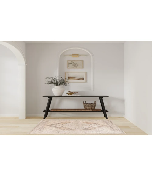 Nourison Astra Machine Washable Beige ASW11 2 ft. 2 in. X 4 ft. Rectangle Rug