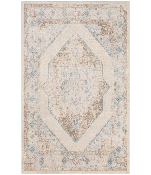 Nourison Astra Machine Washable Ivory Blue ASW13 5 ft. 3 in. X 7 ft. Rectangle Rug