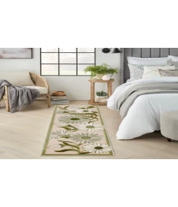 Nourison Home Aloha ALH33 Ivory Green 2 ft. 3 in. X 8 ft. Area Rug