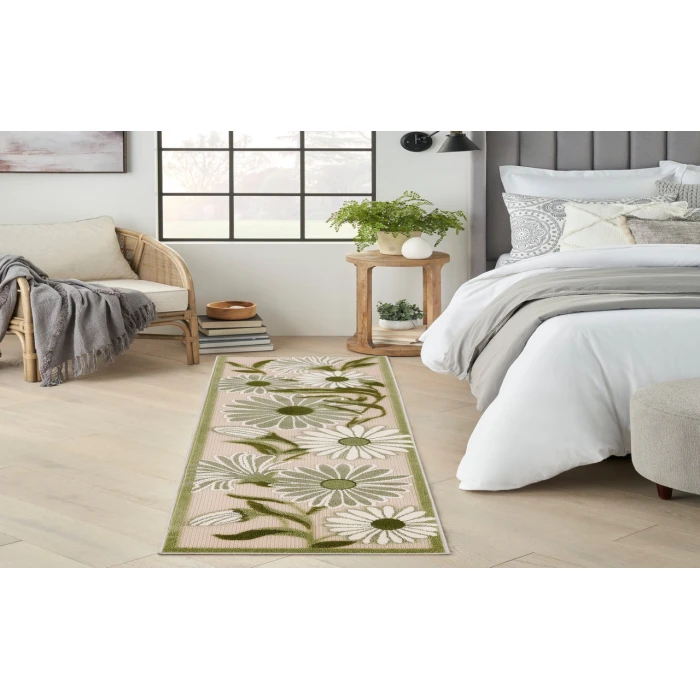 Nourison Aloha Ivory Green ALH33 2 ft. 3 in. X 8 ft. Rectangle Rug