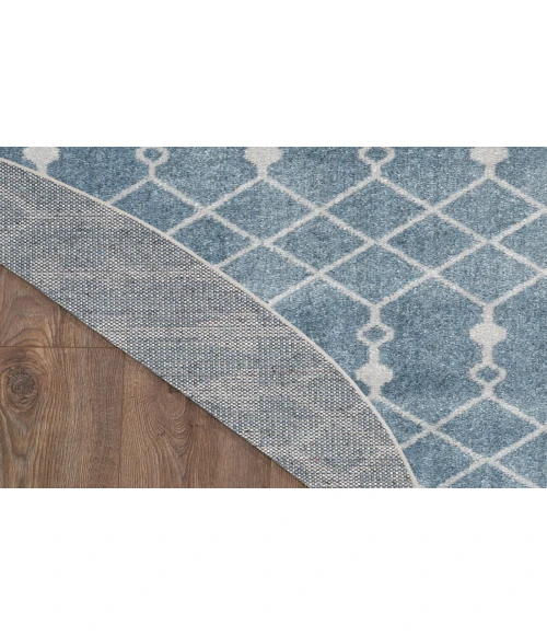 Nourison Astra Machine Washable Blue ASW10 5 ft. 3 in. Round Rug