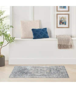 Nourison Home Astra Machine Washable ASW12 Grey Blue 4 ft. X 6 ft. Area Rug