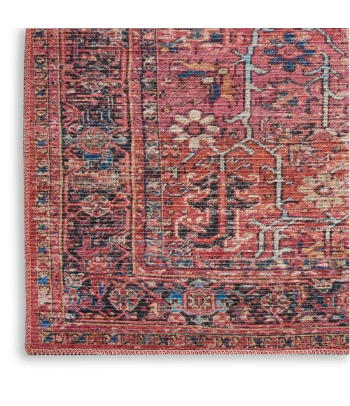 Nicole Curtis Machine Washable Series 1 Area Rug SR102 Red 7' Runner