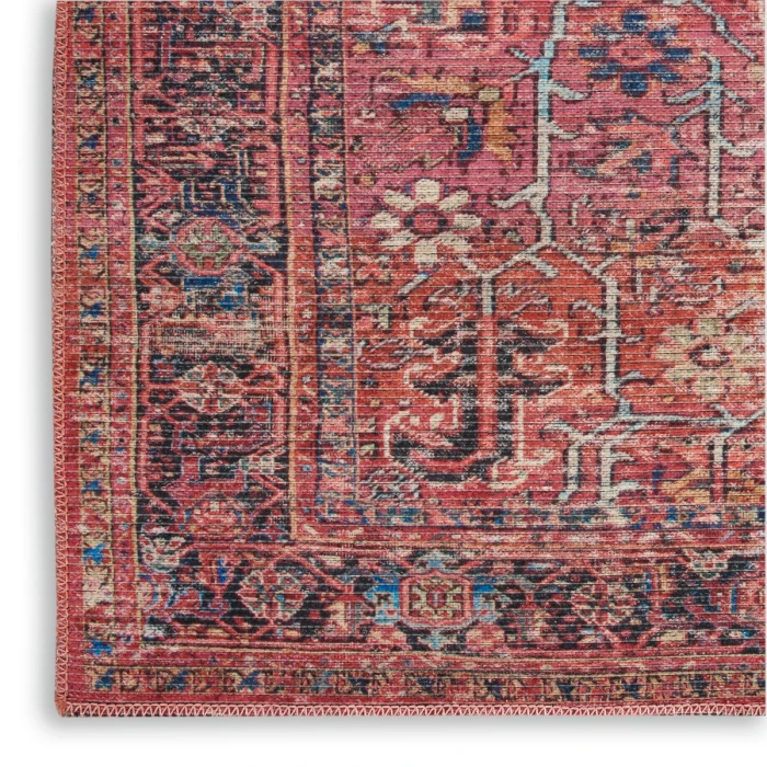 Nicole Curtis Machine Washable Series 1 Area Rug SR102 Red 7' Runner