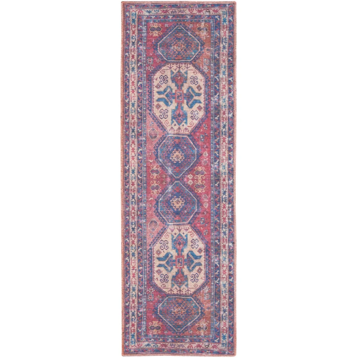 Nicole Curtis Machine Washable Series 1 Area Rug SR105 Red/Navy