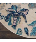 Nourison Tranquil Round Area Rug TRA02-Ivory/Light Blue