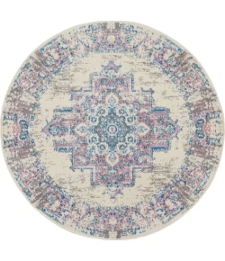 Nourison Home Grafix GRF14 Ivory Pink 4 ft. Round Area Rug
