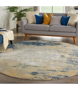 Nourison Home Twilight TWI22 Navy Gold 8 ft. Round Area Rug