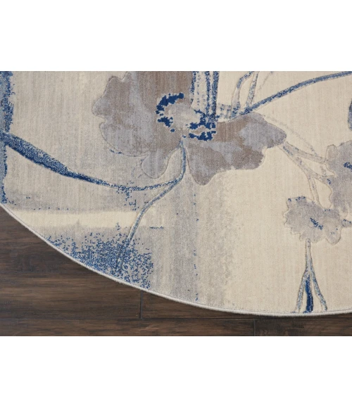 Nourison Somerset Round Area Rug ST18-Ivory/Blue