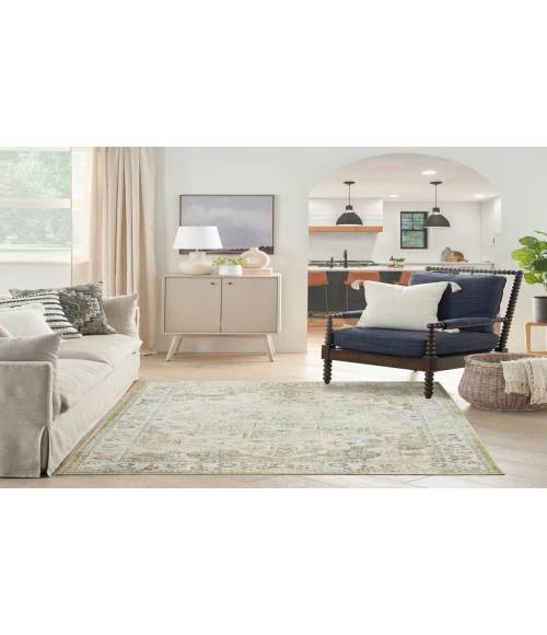 Nourison Astra Machine Washable Blue Green ASW12 5 ft. 3 in. X 7 ft. Rectangle Rug