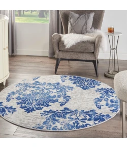 Nourison Home Whimsicle WHS11 Ivory Navy 5 ft. Round Area Rug