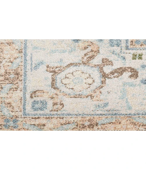 Nourison Astra Machine Washable Ivory Blue ASW13 5 ft. 3 in. Round Rug
