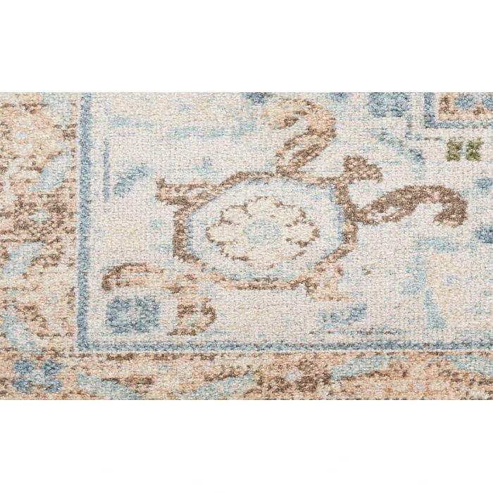 Nourison Astra Machine Washable Ivory Blue ASW13 5 ft. 3 in. Round Rug