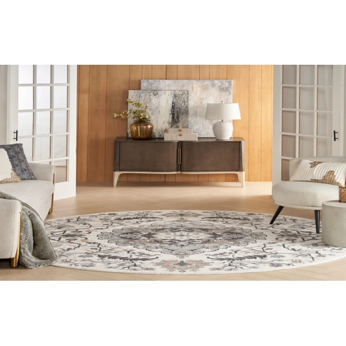 Nourison Elation Ivory Grey ETN09 7’10” Round Rug