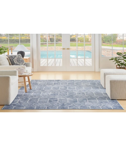 Nicole Curtis Machine Washable Series 1 Blue SR107 6 ft. X 9 ft. Rectangle Rug