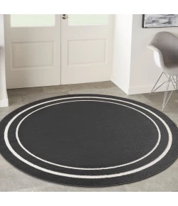 Nourison Home Nourison Essentials NRE02 Black Ivory 6 ft. Round Area Rug