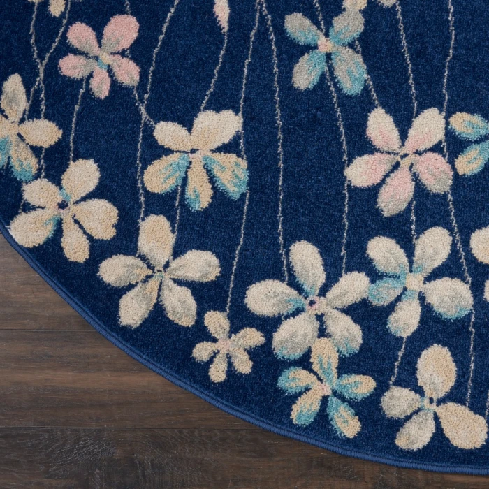 Nourison Tranquil Round Area Rug TRA04-Navy
