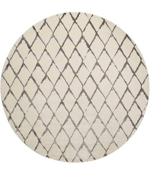 Nourison Twilight Round Area Rug TWI15 Ivory/Grey 8' Round