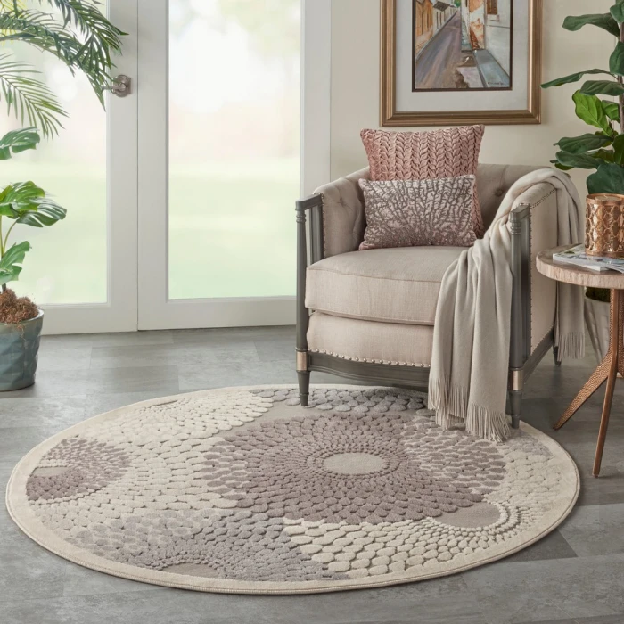 Nourison Graphic Illusions Round Area Rug GIL04-Grey