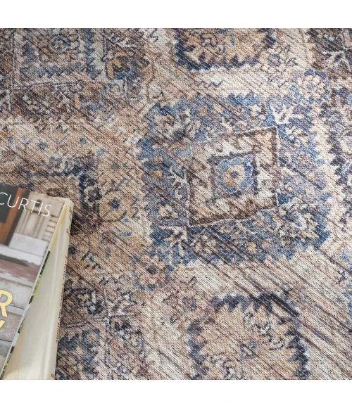 Nicole Curtis Machine Washable Series 1 Area Rug SR103 Ivory/Latte 5' x 7'