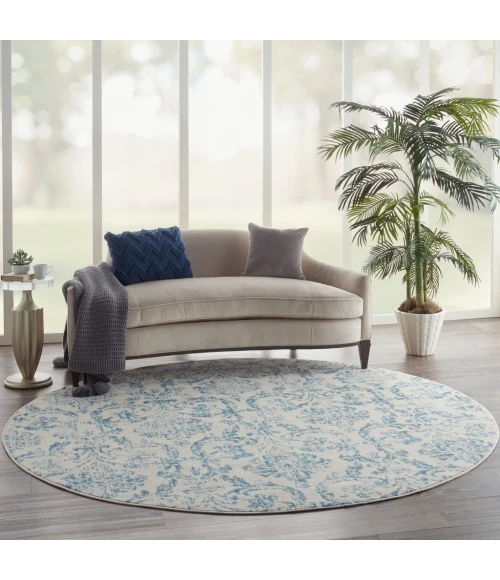 Nourison Jubilant Round Area Rug JUB09-Ivory Blue