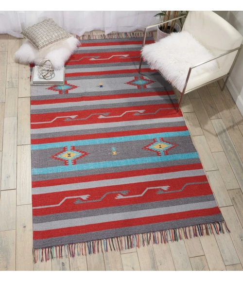 Nourison Baja Area Rug BAJ01-Grey/Red
