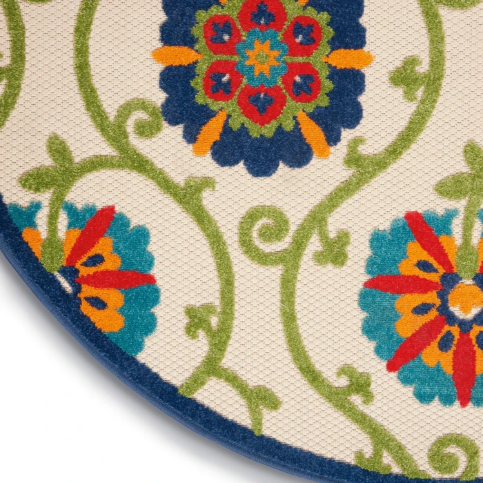 Nourison Aloha Round Area Rug ALH19-Blue/Multicolor
