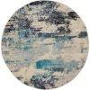 Nourison Home Celestial CES02 Ivory Teal Blue 4 ft. Round Area Rug