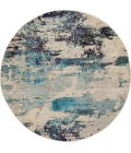 Nourison Celestial Round Area Rug CES02-Ivory/Teal Blue