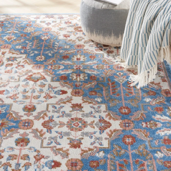 Nourison Elation Area Rug ETN08 Ivory Blue 7'10" x 9'10"