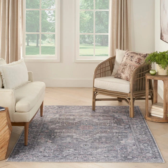 Nicole Curtis Machine Washable Series 1 Area Rug SR101 Grey