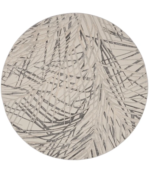 Nourison Rustic Textures Area Rug RUS17 Ivory/Grey 5'3" Round