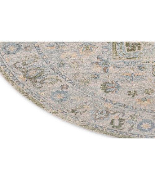 Nourison Astra Machine Washable Blue Green ASW12 7 ft. 10 in. Round Rug