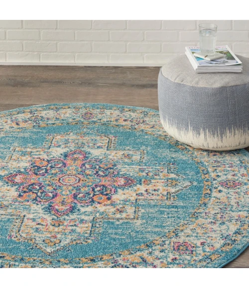 Nourison Passion Round Area Rug PSN03-Light Blue