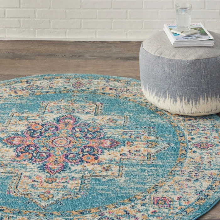 Nourison Passion Round Area Rug PSN03-Light Blue