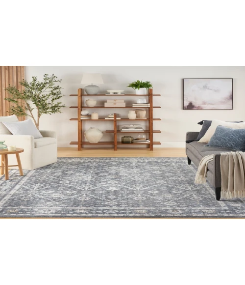 Nourison Astra Machine Washable Dark Blue ASW16 6 ft. 7 in. X 9 ft. Rectangle Rug