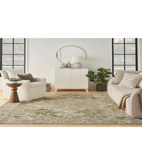 Nourison Astra Machine Washable Ivory Green ASW12 6 ft. 7 in. X 9 ft. Rectangle Rug