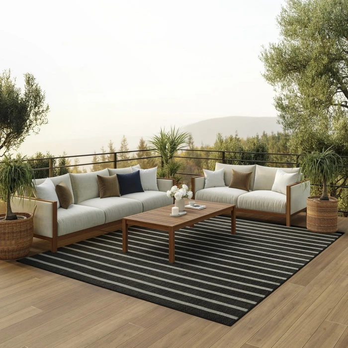 Nourison Positano Black Ivory POS03 12ft. x 15ft. Rect. Rug
