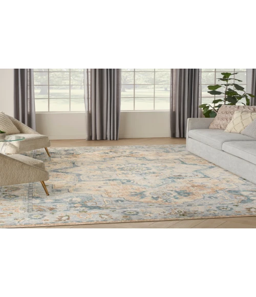 Nourison Astra Machine Washable Beige Blue ASW12 7 ft. 10 in. X 10 ft. Rectangle Rug