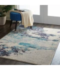 Nourison Celestial Area Rug CES02-Ivory/Teal Blue