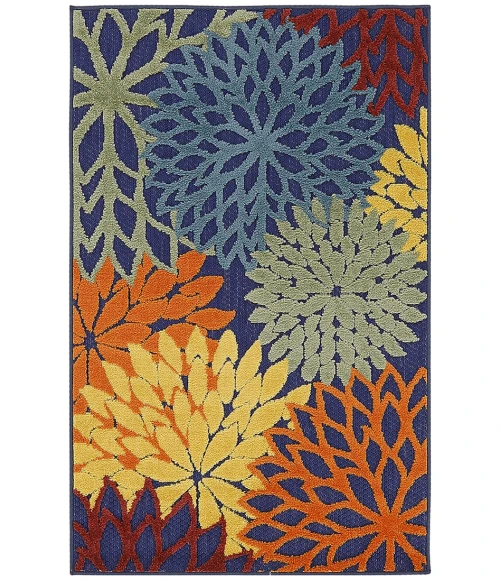 Nourison Aloha Navy Multicolor ALH05 2 ft. 8 in. X 4 ft. Rectangle Rug