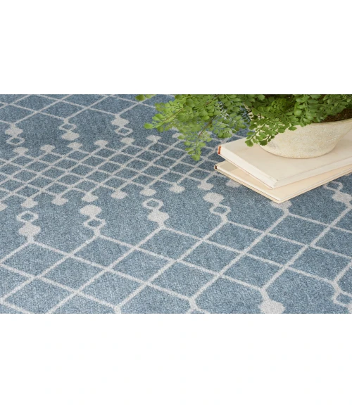 Nourison Astra Machine Washable Blue ASW10 4 ft. Round Rug