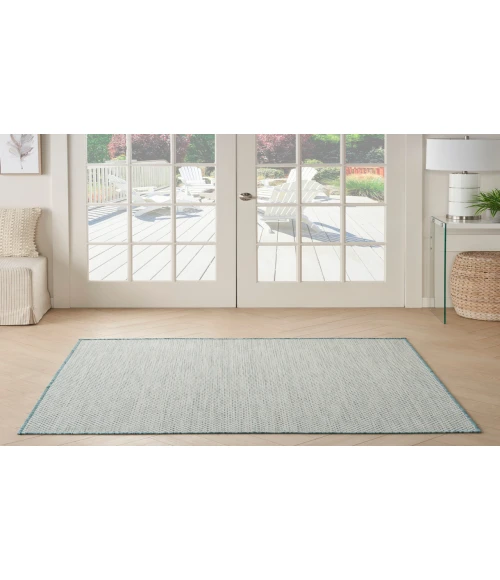 Nourison Courtyard Ivory Aqua COU01 5 ft. Square Rug