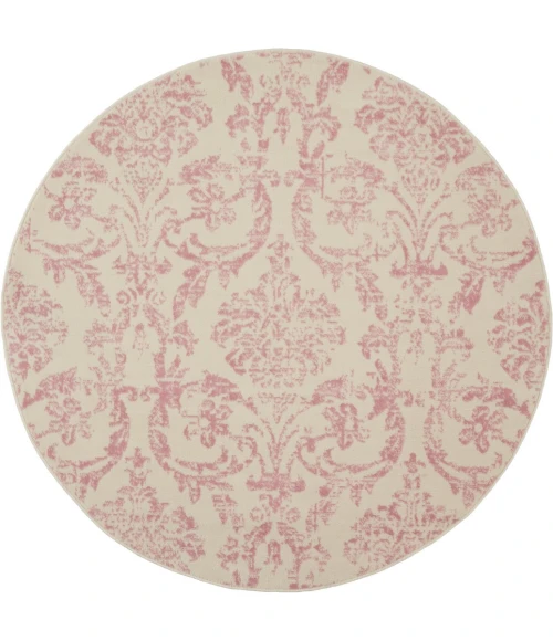 Nourison Jubilant Round Area Rug JUB09-Ivory/Pink