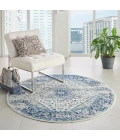 Nourison Tranquil Round Area Rug TRA06-Ivory/Light Blue