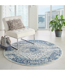 Nourison Home Tranquil TRA06 Ivory/Light Blue 5 ft. 3 in. Round Area Rug