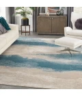 Nourison Maxell Area Rug MAE06 Ivory/Teal 9'3" x 12'9"