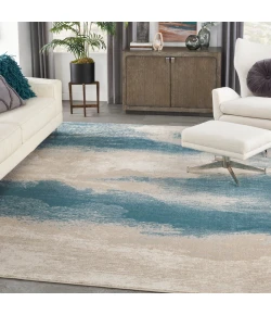 Nourison Home Maxell MAE06 Ivory/Teal 9 ft. 3 in. X 12 ft. 9 in. Area Rug